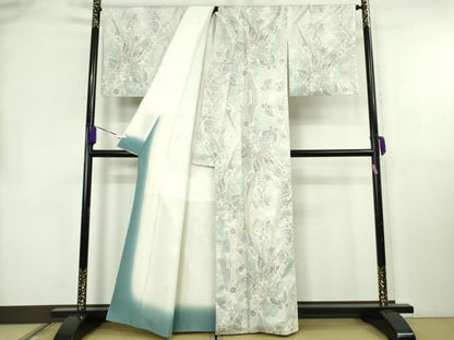 平和屋本店●極上　本場大島紬　白大島　9マルキ　舞蝶花文　逸品　DZAB3273kh6