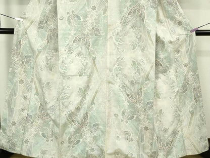 平和屋本店●極上　本場大島紬　白大島　9マルキ　舞蝶花文　逸品　DZAB3273kh6