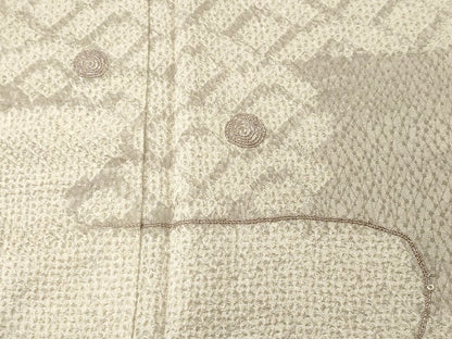 平和屋着物■訪問着　刺繍　絞り　絵絣青海波文　銀糸　正絹　逸品　CABH8823ev