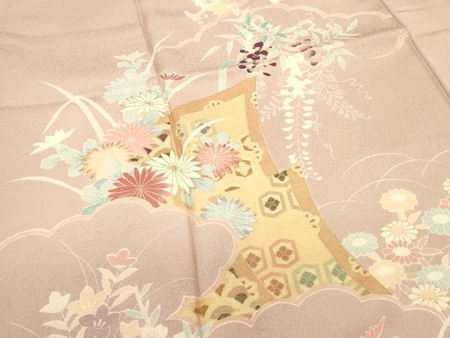 平和屋着物■訪問着　刺繍　雲取り吉祥花文　金彩　正絹　逸品　DABG6752cd
