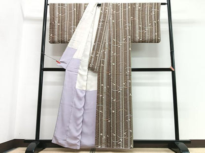 平和屋着物■上質な小紋　雪芝舞花文　金彩　正絹　逸品　CABH4155xe