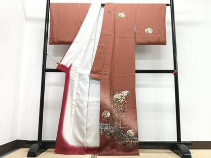 平和屋着物■訪問着　草花文　暈し染め　金彩　正絹　逸品　CABH4158xe