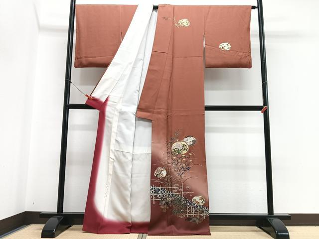 平和屋着物■訪問着　草花文　暈し染め　金彩　正絹　逸品　CABH4158xe