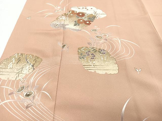 平和屋着物■訪問着　流水雪輪花文　金彩　正絹　逸品　CABH4148xe