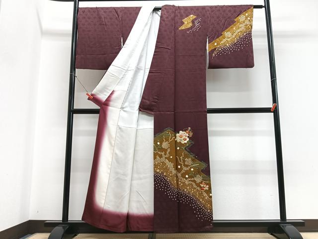 平和屋着物■訪問着　駒刺繍　絞り　雪輪花文　正絹　逸品　CABH4165xe