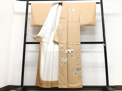 平和屋着物■訪問着　枝葉文　金彩　正絹　逸品　CABH4154xe