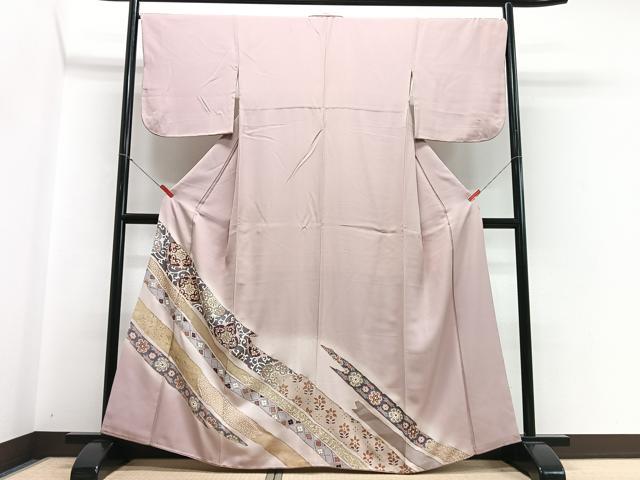 平和屋着物■豪華色留袖　駒刺繍　花唐草文　金彩　正絹　逸品　CABH4152xe