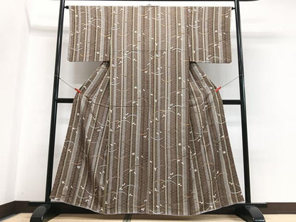 平和屋着物■上質な小紋　雪芝舞花文　金彩　正絹　逸品　CABH4155xe