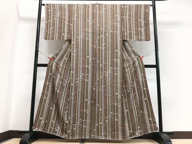 平和屋着物■上質な小紋　雪芝舞花文　金彩　正絹　逸品　CABH4155xe