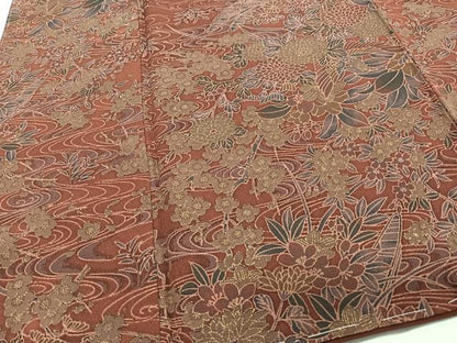平和屋着物■上質な小紋　流水花鳥文　正絹　逸品　CABH4156xe