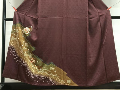 平和屋着物■訪問着　駒刺繍　絞り　雪輪花文　正絹　逸品　CABH4165xe