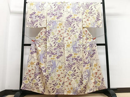 平和屋着物■上質な小紋　草花文　正絹　逸品　CABH4168xe
