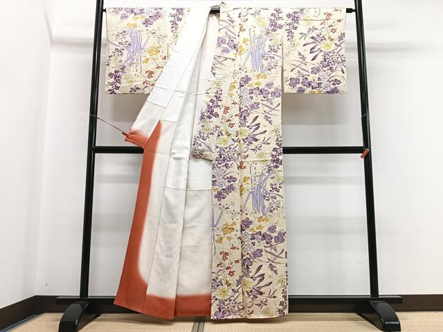 平和屋着物■上質な小紋　草花文　正絹　逸品　CABH4168xe