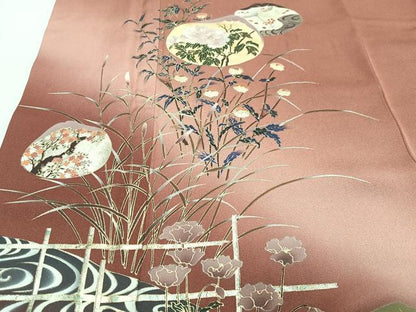 平和屋着物■訪問着　草花文　暈し染め　金彩　正絹　逸品　CABH4158xe