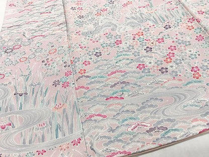 平和屋着物■上質な小紋　流水草花文　正絹　逸品　CABH4157xe