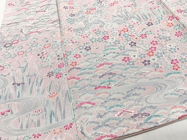 平和屋着物■上質な小紋　流水草花文　正絹　逸品　CABH4157xe