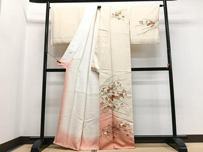 平和屋着物■訪問着　草花文　暈し染め　金彩　正絹　逸品　CABH4159xe