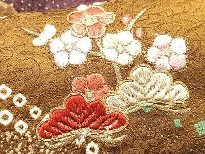 平和屋着物■訪問着　駒刺繍　絞り　雪輪花文　正絹　逸品　CABH4165xe