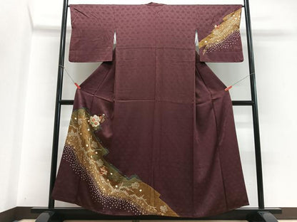平和屋着物■訪問着　駒刺繍　絞り　雪輪花文　正絹　逸品　CABH4165xe