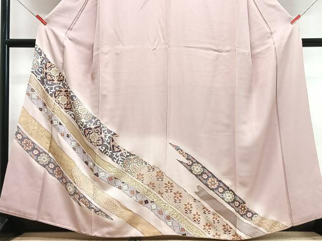 平和屋着物■豪華色留袖　駒刺繍　花唐草文　金彩　正絹　逸品　CABH4152xe