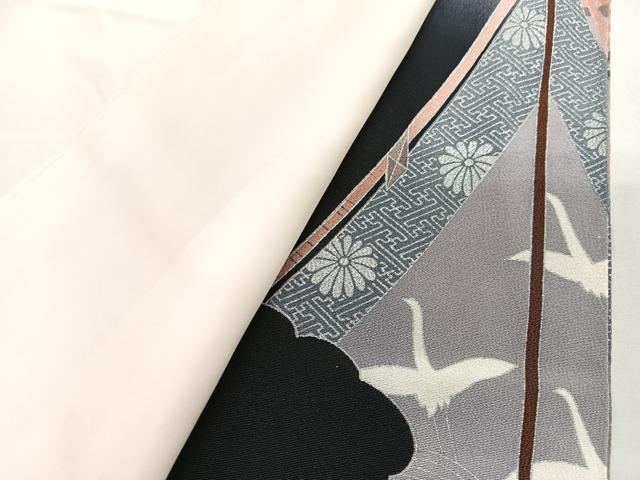 平和屋着物■豪華黒留袖　作家物　飛鶴吉祥花文　暈し染め　金彩　正絹　逸品　CABH4153xe