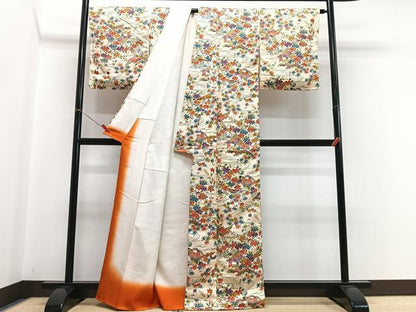 平和屋着物■上質な小紋　風景花文　正絹　逸品　CABH4171xe