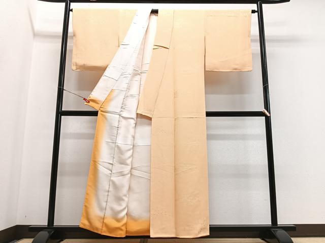 平和屋着物■上質な色無地　吉祥地紋　支子色　正絹　逸品　CABH4194xe
