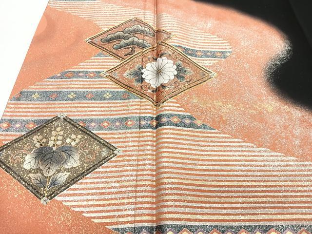 平和屋着物■豪華黒留袖　駒刺繍　流水草花文　暈し染め　金彩　正絹　逸品　CABH4178xe