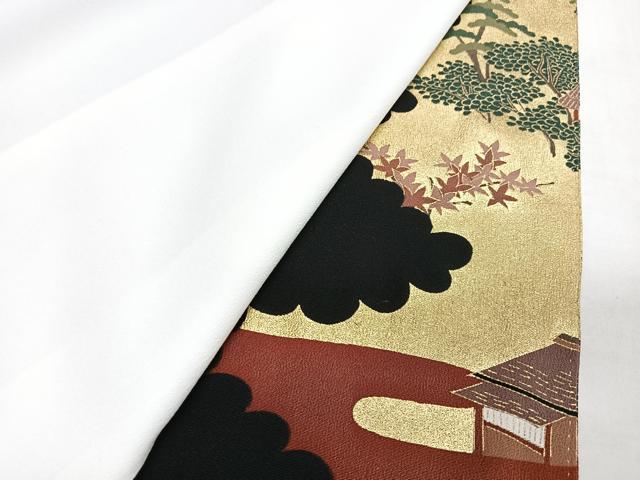 平和屋着物■豪華黒留袖　渡り橋人物風景文　金彩　正絹　逸品　CABH4179xe