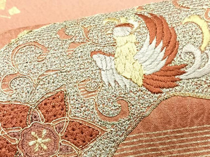 平和屋着物■訪問着　駒刺繍　地紙花鳥文　暈し染め　金彩　正絹　逸品　CABH4173xe
