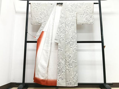 平和屋着物■上質な紬　陶器花文　正絹　逸品　CABH4193xe