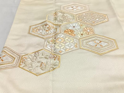 平和屋着物■訪問着　刺繍　吉祥花文　正絹　逸品　CABH4186xe