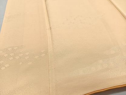 平和屋着物■上質な色無地　吉祥地紋　支子色　正絹　逸品　CABH4194xe