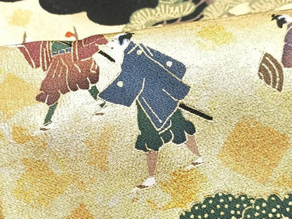 平和屋着物■豪華黒留袖　渡り橋人物風景文　金彩　正絹　逸品　CABH4179xe