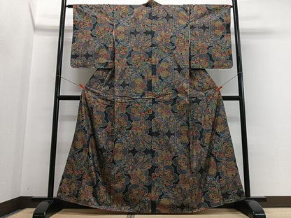 平和屋着物■本場大島紬　7マルキ　舞花文　正絹　逸品　CABH4215xe