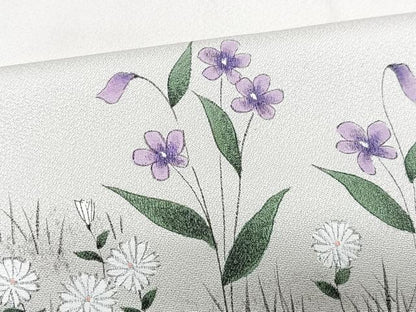平和屋着物●訪問着　作家物　手描き　犬　舞蝶花文　正絹　逸品　CABH4169xe