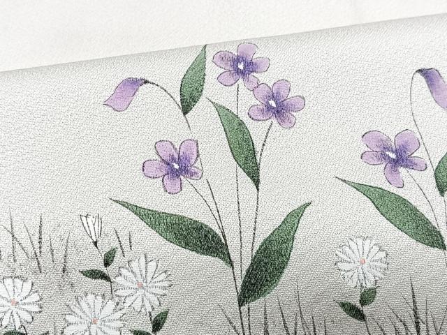 平和屋着物●訪問着　作家物　手描き　犬　舞蝶花文　正絹　逸品　CABH4169xe