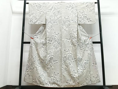 平和屋着物■上質な紬　陶器花文　正絹　逸品　CABH4193xe
