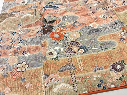 平和屋着物■上質な小紋　花蝶文　正絹　逸品　CABH4211xe