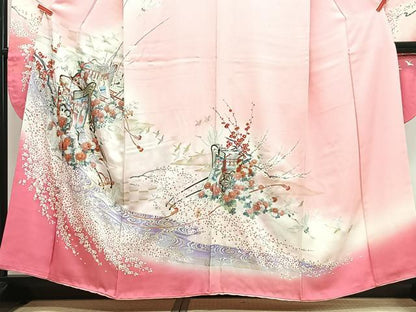 平和屋着物■豪華振袖　御所車飛鶴花文　暈し染め　金銀彩　正絹　逸品　CABH4200xe