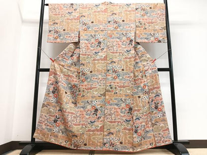 平和屋着物■上質な小紋　花蝶文　正絹　逸品　CABH4211xe