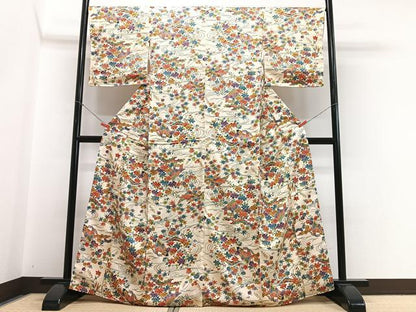 平和屋着物■上質な小紋　風景花文　正絹　逸品　CABH4171xe