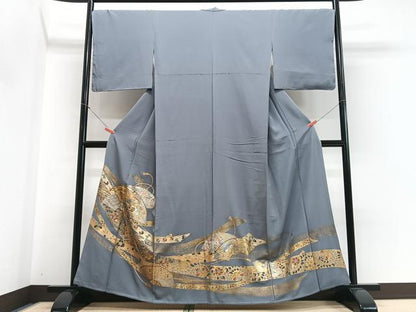 平和屋着物■色留訪問着　地紙短冊花鳥文　金彩　正絹　逸品　未使用　CABH4185xe