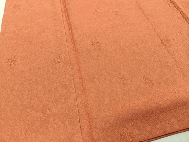 平和屋着物■上質な色無地　花唐草地紋　橙色　正絹　逸品　CABH4189xe