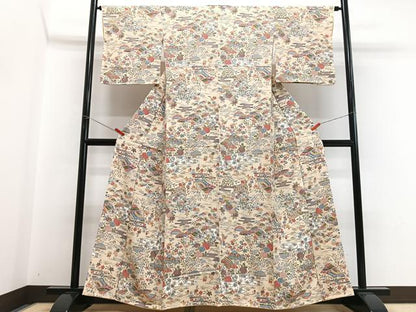 平和屋着物■上質な小紋　風景文　正絹　逸品　CABH4176xe