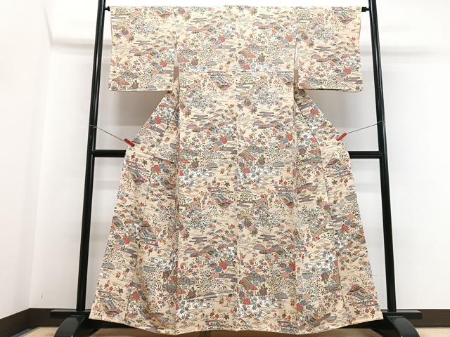 平和屋着物■上質な小紋　風景文　正絹　逸品　CABH4176xe