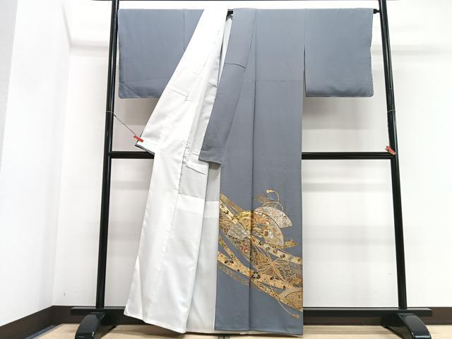 平和屋着物■色留訪問着　地紙短冊花鳥文　金彩　正絹　逸品　未使用　CABH4185xe