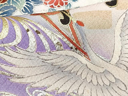 平和屋着物■豪華振袖　御所車飛鶴花文　暈し染め　金銀彩　正絹　逸品　CABH4200xe