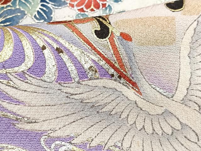 平和屋着物■豪華振袖　御所車飛鶴花文　暈し染め　金銀彩　正絹　逸品　CABH4200xe