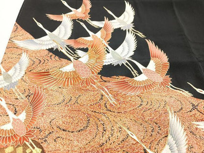 平和屋着物■豪華黒留袖　群鶴　金彩　正絹　逸品　CABH4180xe